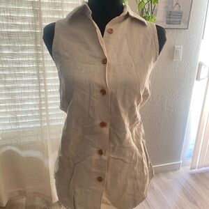 VTG Compagnie International Express Sleveeles Button-Up Blouse